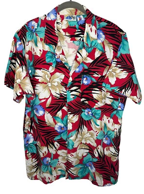 De colección Sears Floral Hawaiano Abotonado Para Hombre Talla Mediana Cuello AOP Foto 1 de 4