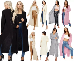 NEW Ladies longline knitted Open Front Maxi With Pockets Women Knitted Cardigan - Picture 1 of 11