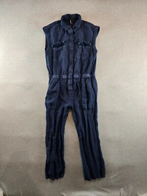 Young Fabulous & Broke Jumpsuit Small Navy Blue Linen Rayon Blend Sleeveless - Image 1 of 4