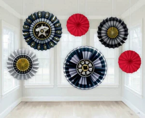 Hollywood Paper Fan Hanging Decorations 6pk Birthday Party Backdrops Supplies - Picture 1 of 1