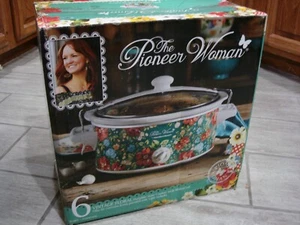NUEVO EN CAJA Olla de cocción lenta rara mujer pionera "VINTAGE FLORAL" 6 cuartos - Imagen 1 de 7
