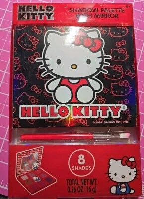 Hello Kitty 8 Color Shadow Palette w/Cardboard Mirror & Brush Duo Gift Box BNIB - Image 1 of 3