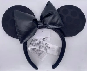 Disney Parks Black on Black Sleek Satin Minnie Mouse Ears Headband 2022 - NEW - Picture 1 of 3