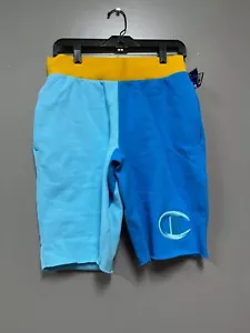 Champion Reverse Weave schwere abgeschnittene Fleece Shorts blau/gelb Herren Größe S - Bild 1 von 2