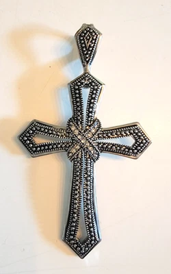 Premier Designs Grande Crucifijo Plata Cruz Colgante Dije Estrás Punta Foto 1 de 3