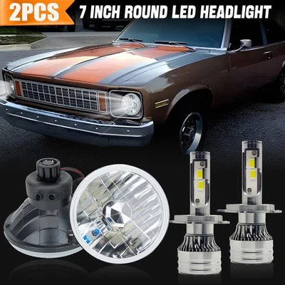 Pair 7"Round LED Headlights Hi/Lo Beam Sealed For Chevrolet Chevy Nova 1963-1978 - Image 1 of 4