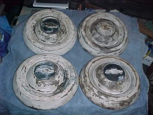 Chevy Apache 1955-56 3/4 Ton 11" Truck (4) SET Dog Dish Bowl Hubcaps Slum Caps - Picture 1 of 4