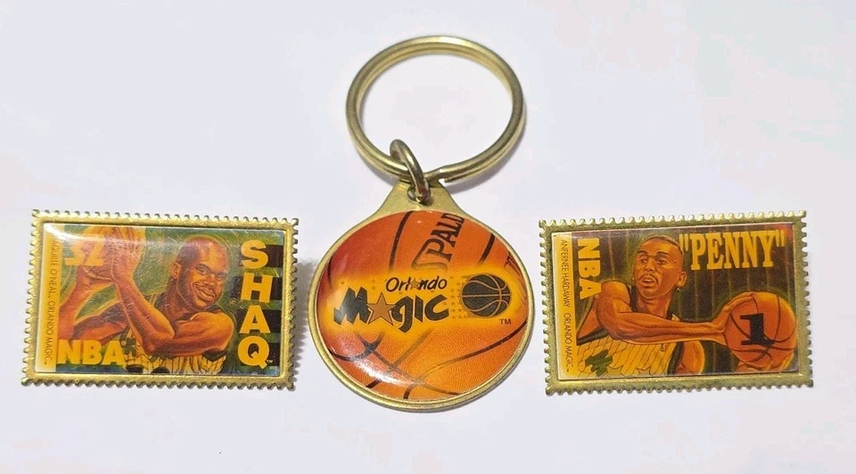 Shaquille O'Neal Penny Hardaway Orlando Magic Vintage NBA Pin  Basketball Key  - Image 1 of 4