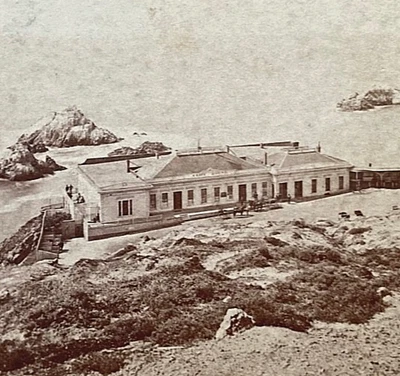 ORIGINAL! CLIFF HOUSE SAN FRANCISCO, CALIFORNIA 1869 WATKIN'S STEREOVIEW PHOTO - Image 1 of 4