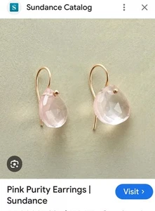 Sundance Catalog 14K Yellow Gold Rose Quartz Earrings By Kyoko Honda NIB - Picture 1 of 3