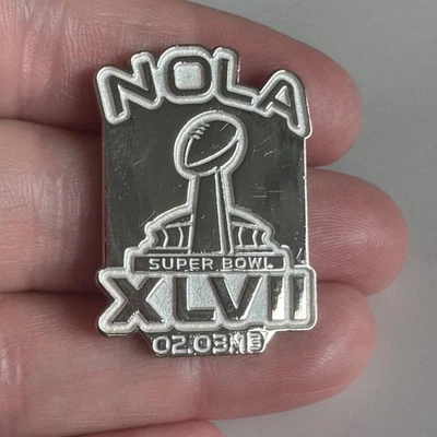 NOLA Super Bowl XLVII 02.03.13 Lapel Pin – Baltimore Ravens NFL Silver Tone - Image 1 of 4