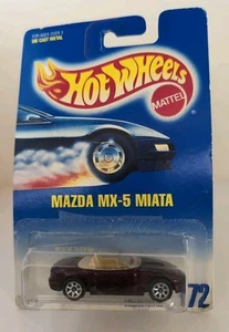 1991 Hot Wheels Blue Card #172 MAZDA MX-5 MIATA Dark Red Burgundy Model 0454 - Picture 1 of 3