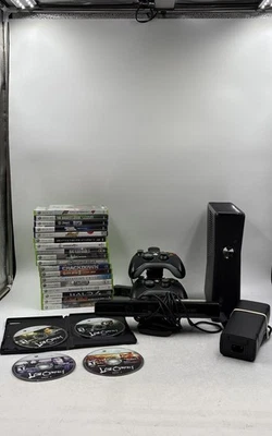 Microsoft Xbox 360 Black Video Gaming Console Lot Of 20 Games And 2 Controllers - Image 1 of 4