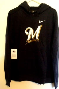 Nike Hooded Sweatshirt Women Size XL Milwaukee Brewers Navy Blue New - Picture 1 of 7