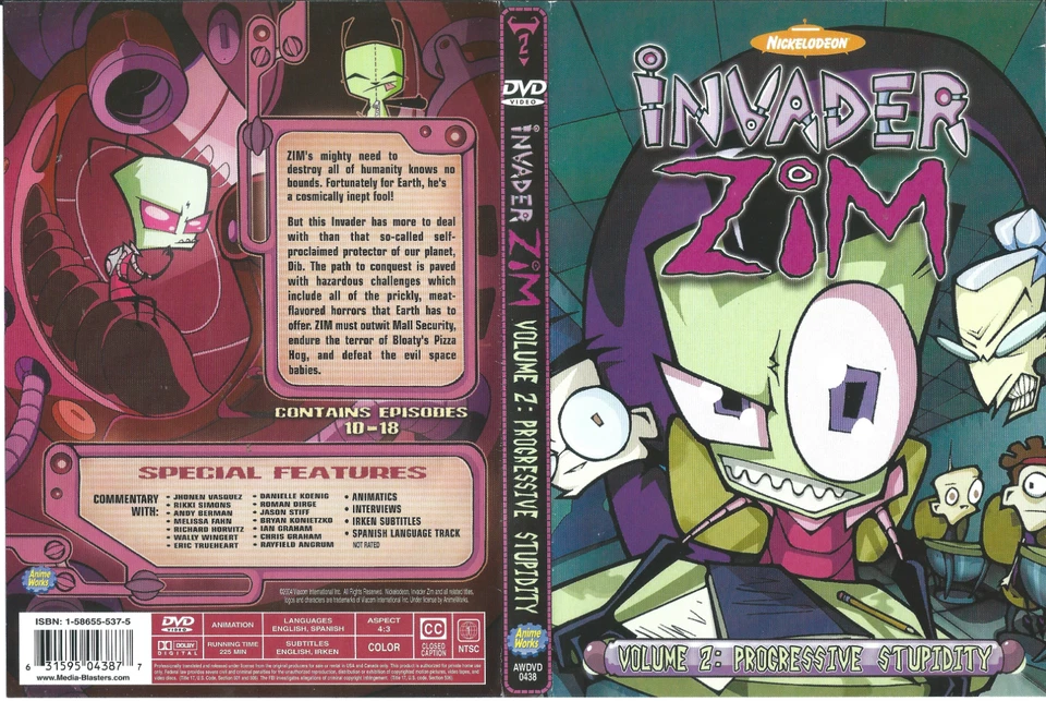 Invader Zim (DVD, 2004) Volume 2,  ARTWORK Paper Sleeve ONLY, NO DISCs/CASE - Image 1 of 1