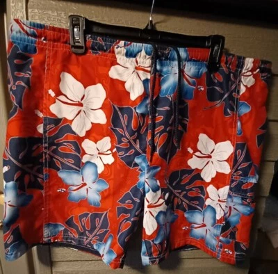 Bañador corto Newport azul para hombre talla L rojo estampado floral hawaiano Foto 1 de 2