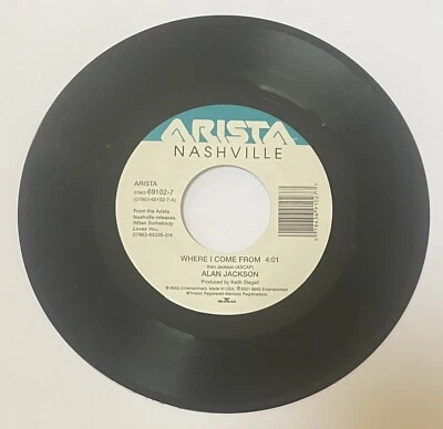 Alan Jackson “ Where I Come From / A Love Like That “ 45 Vinyl Record Foto 1 de 2