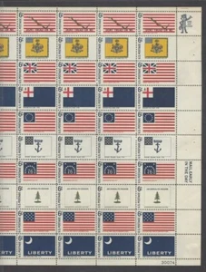 1968 Mint Sheet (50) # 1345-54 Historic American Flags (6c) - Picture 1 of 1