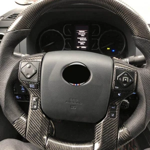 2*Carbon Fiber Accessories Steering Wheel Button Trim For Toyota Tacoma 16-22 - Picture 1 of 8