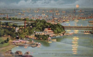 128a. HOLD TO LIGHT POSTCARD: BIRDSEYE VIEW FROM LEMON HILL, FAIRMOUNT PK PHILA - Picture 1 of 3