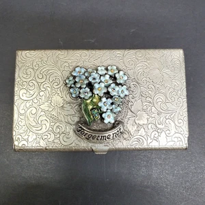 Kirks Folly Vergissmeinnicht Visitenkarten Etui Halter Blumen verziert Mode - Bild 1 von 16