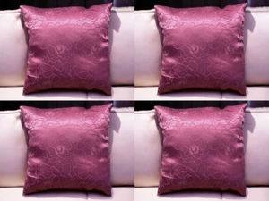 Cushion Covers Plum Purple - Set of 4 Floral Elegant Design 16x16" Inch 40x40cm - Picture 1 of 9