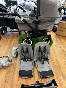 Bugaboo donkey 2 Twin-Black Frame Grey Melange- Professionally Restored - Picture 1 of 13
