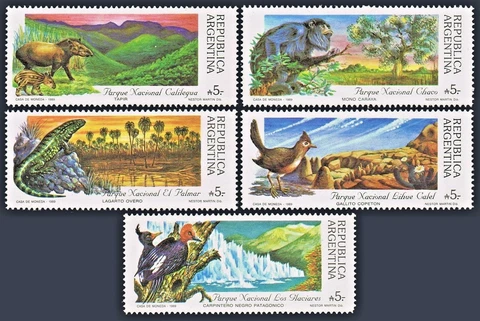 1989 National Parks - Animals - Argentina 1647 - 1651 Mint NH complete set Cover