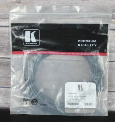 Kramer C-USB/AA-15 USB 2.0 A(m) to A (M) Cable 15ft 4.6 Meter New in Package - Image 1 of 4