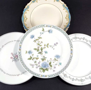 4 China Plates Vintage Mix Mismatched Dessert Salad Plates Shabby Granny - Picture 1 of 9