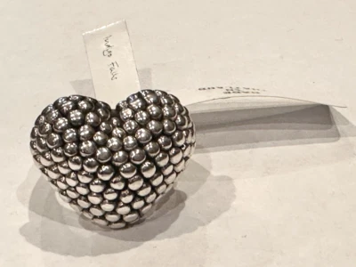 INDIGO FALLS 925 STERLING SILVER CAVIAR L PUFFFY HEART RING Size 10 12 g NEW NWT - Image 1 of 4