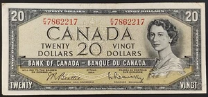 1954 Bank of Canada $20 paper note! Beattie/Raminsky signatures. - Picture 1 of 4