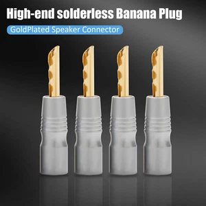 4pcs 24K Gold Plated Z Type BFA Banana Plug HIFI Audio Speaker Cable Connectors - Picture 1 of 12