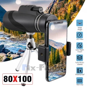 80x100 Super Telephoto Zooming Day/Night HD Monoculars Goggles Telescope Hunting - Picture 1 of 16