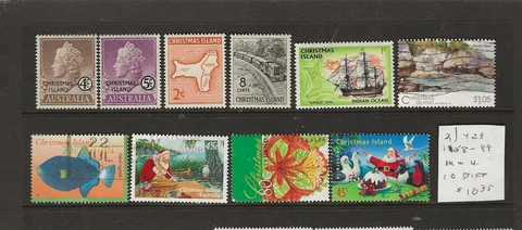 CHRISTMAS ISLAND...Sc #2/423...Mint & Used...1958/99...10 Diff...SCV $10.35 Cover