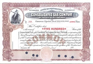 Stock Coned Pittsburgh, 500 acciones, década de 1890 - Imagen 1 de 2