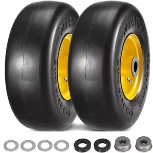 2PCS 9X3.50-4" Flat Free Lawnmower Tire on Wheel, 3.5" Centered Hub, 3/4" Bushin - Picture 1 of 7