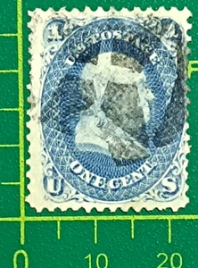US Stamp 1861,Sc A24,Hard white paper,1c blue,color slightly deeper, used - Picture 1 of 7