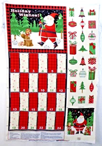 Debbie Mumm Santa & Friends Advent Calendar Craft Cotton Fabric Panel 42x28" - Picture 1 of 3