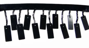 Lámpara de baile con flecos rectangulares negras lentejuelas corte cuentas de vidrio cinta satinada cinta - Imagen 1 de 3