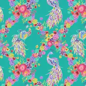 Bulk 5.4 Metres Quilting Fabric Anisa Peacock Argyle Jade Cotton Craft Sewing - Picture 1 of 2