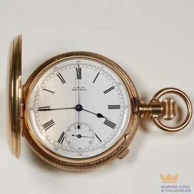 Waltham A.W. Reloj Bolsillo Co. 1884 Hillside 13j 14s Oro 14k Doble Estuche Cazador Foto 1 de 4