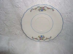Keystone Canonsburg Pottery Co Bread Plate Saucer Cup Plate Blue Basket Ribbons - Bild 1 von 3