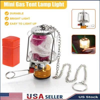 Outdoor Camping Gas Lantern Piezo Ignition Portable Mini Gas Tent Lamp Light US
