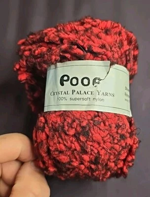 Crystal Palace Poof #3608 Laquer Red Puff Eyelash Yarn Nylon SuperBulky 50g - Image 1 of 4