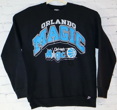 VTG Orlando Magic Sweatshirt Mens L Black 90’s Logo 7 NBA Basketball Cover