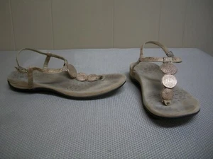 Vionic Lizbeth Womens Orthaheel T Strap Sandal Gold Medallion Beige Size 9 - Picture 1 of 12