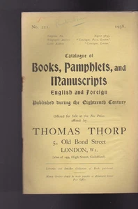 Thomas Thorp Catalog 211 1938 Books Pamphlets Manuscripts - Picture 1 of 1