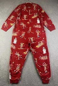 Nick & Nora Sock Monkey One Piece Pajamas Red Snow Ski Plus Size XXL VTG Y2K EXC - Picture 1 of 9