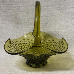 Vintage Fenton light green hobnail basket - Picture 1 of 6